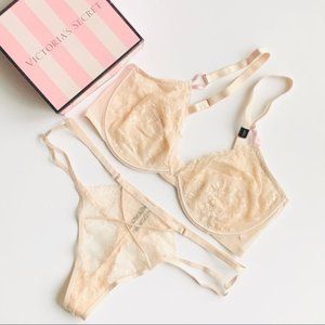 38DDD/XL Victoria’s Secret beige lingerie set